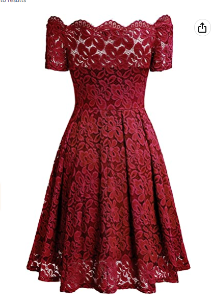 Women's Vintage Floral Lace Short Sleeve Boat Neck Cocktail Party Swing Dress Homecoming Dress