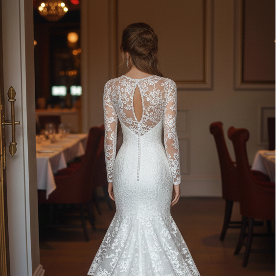 Designer Wedding Dress Boutique Silk Long Hand Stitched Luxury
