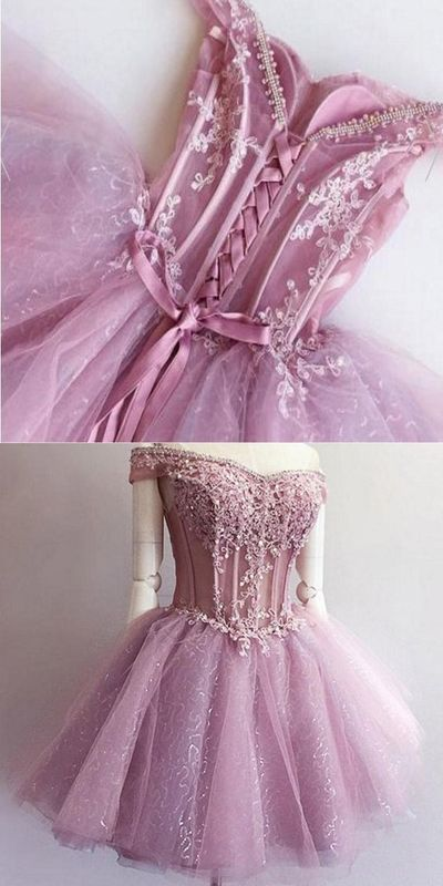 Unique Lace Beaded Cute Homecoming Dresses, Gorgeous Stunning Short Homecoming Dress
