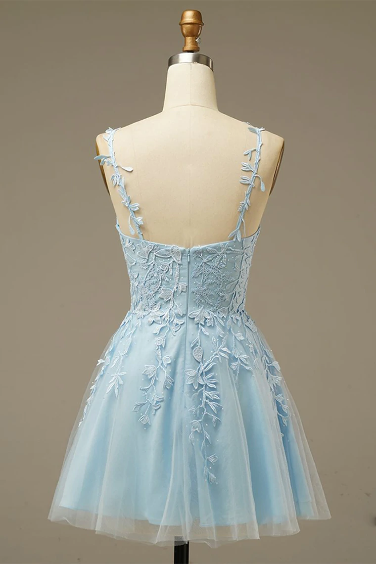 A-line V Neck Homecoming Dress With Appliques