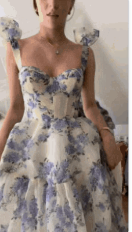 Beautiful Floral Print Chiffon Long Prom Dresses Evening Dress