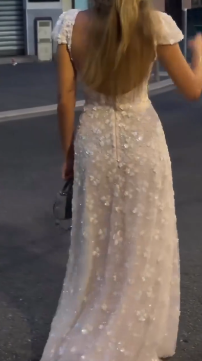 Pretty White Tulle Lace Appliques Long Party Dress Formal Prom Dresses