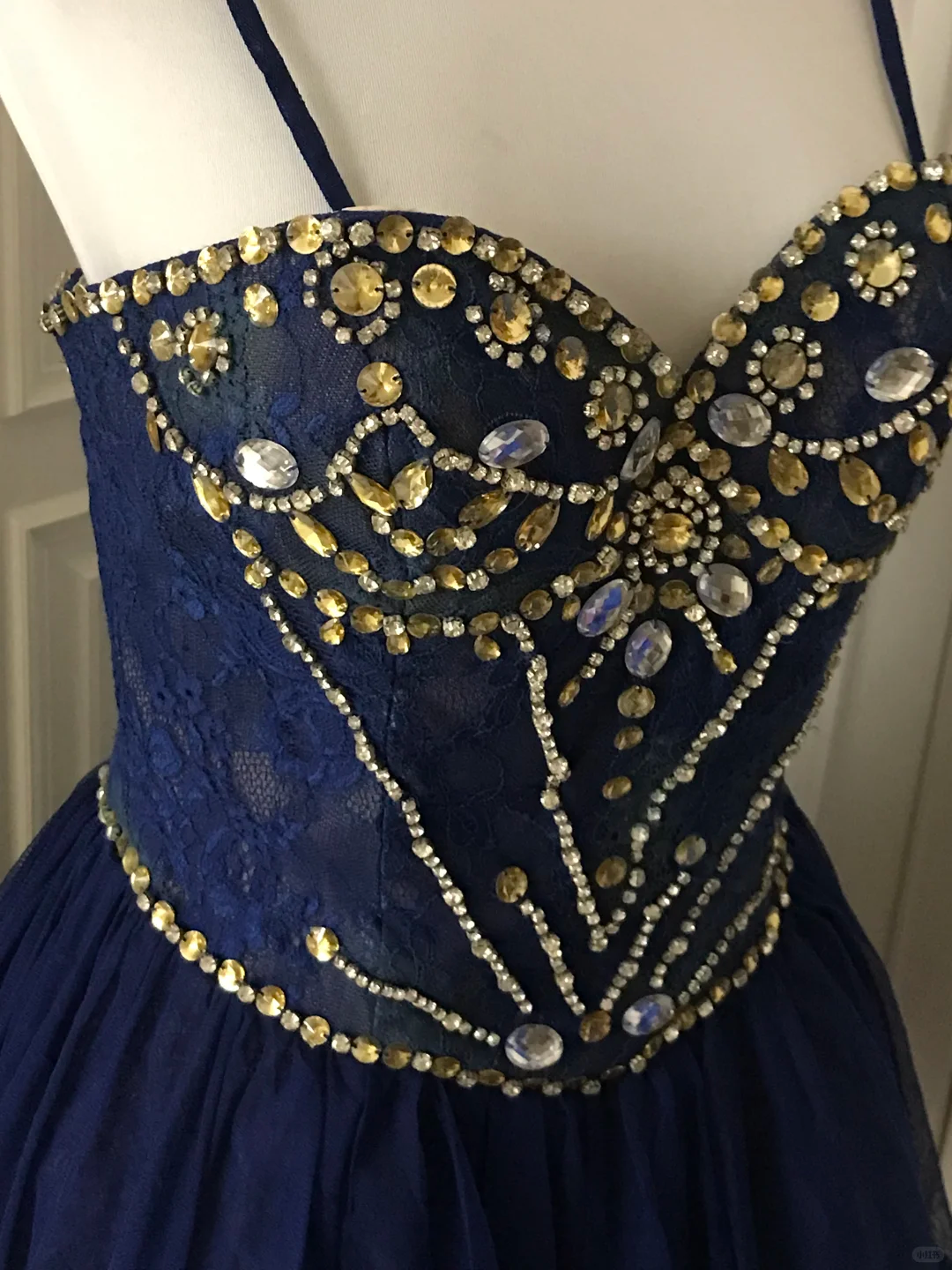 Vintage Navy Blue Lace Beaded A Line Homecoming Dress Birthday Dress