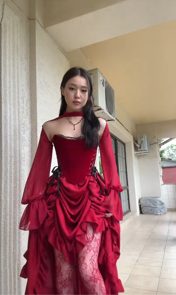 Elegant High Low Strapless Burgundy Satin Prom Dress Birthday Outfits With Sleeves