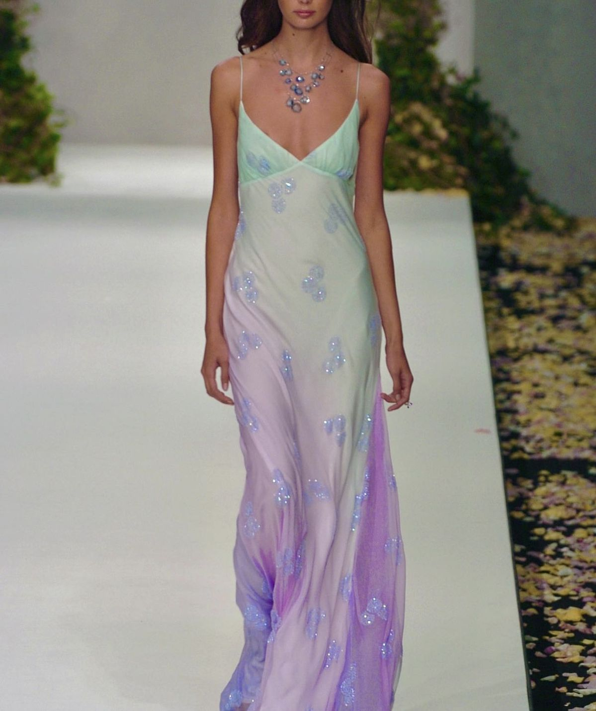 Glamorous Ombre Chiffon Spaghetti Straps V Neck Mermaid Long Party Dress Evening Gown
