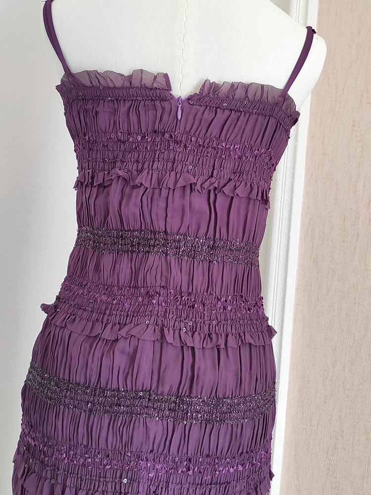 Sexy Sheath Spaghetti Straps Grape Sleeveless Party Dress Holiday Birthday Dresses For Women