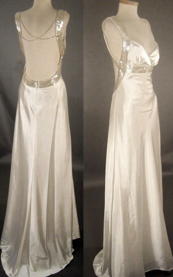 Classy V Neck White Satin Sequin Mermaid Long Wedding Dress Bridal Dress