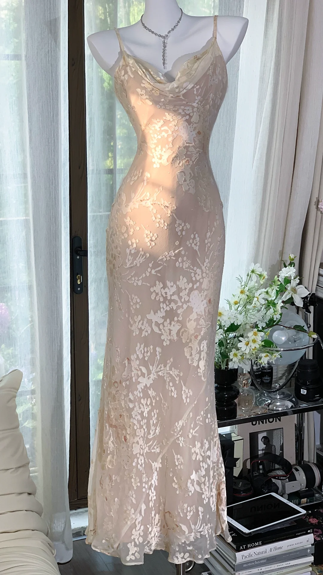 Charming Spaghetti Straps Chiffon Print Floral Mermaid Prom Dress Birthday Party Dress
