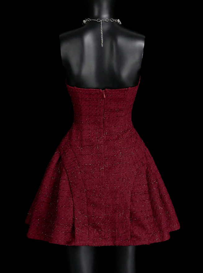 Unique Burgundy Sweetheart Neck A Line Short Birthday Dress Vacation Dress