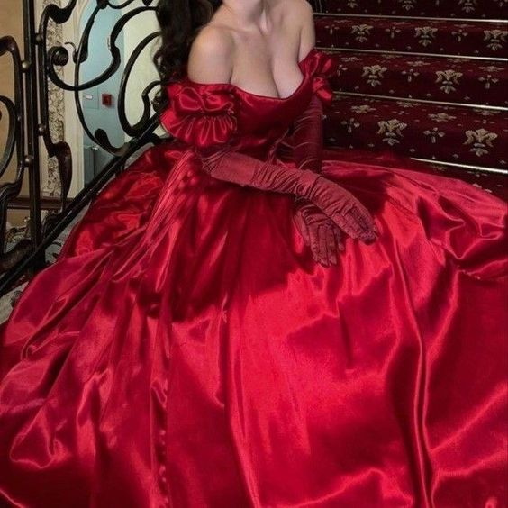 Off The Shoulder Red Satin A-line Prom Dress,Red Graduation Dress