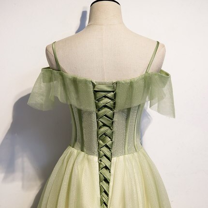 Light Green Pleated Floral Embroidery Long Prom Dress Medieval Renaissance Gown cc23