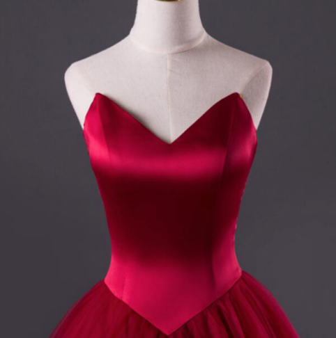 Burgundy Sweetheart Corest Long Prom Dress Lace-up Back Elegant Evening Dress
