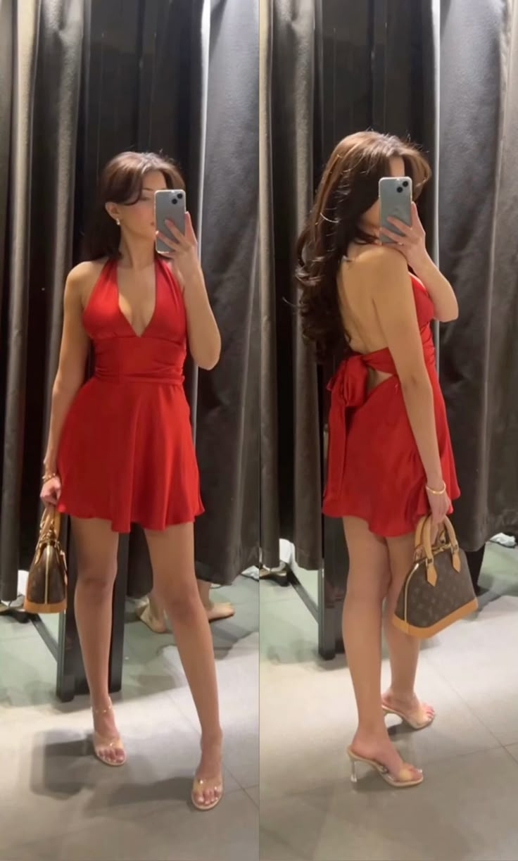 Simple Halter Red Backless Satin A Line Cocktail Dress Short 6th Grade Homecoming Dress