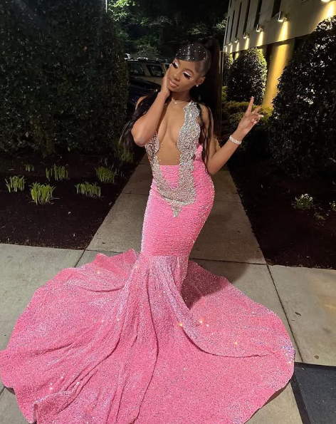 Sparkly Pink Sequins Evening Dress,Formal Mermaid Party Prom Dress