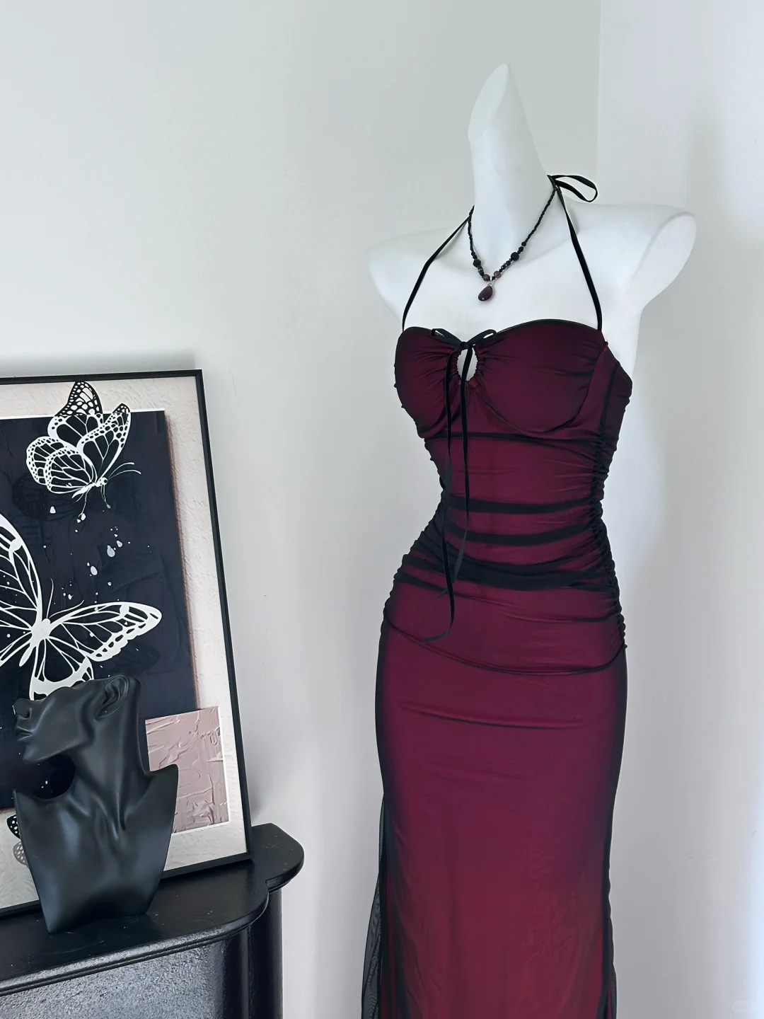 Vintage Halter Sheath Long Party Dress Formal Evening Dress