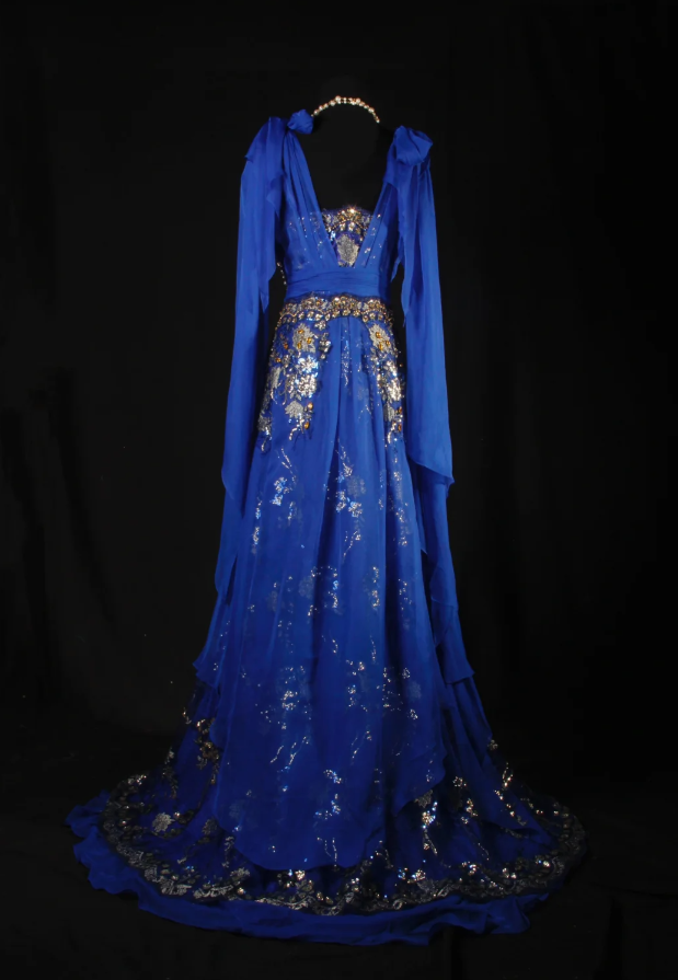 Chic Royal Blue Chiffon Sequin Beaded Mermaid Long Party Dress Birthday Dress