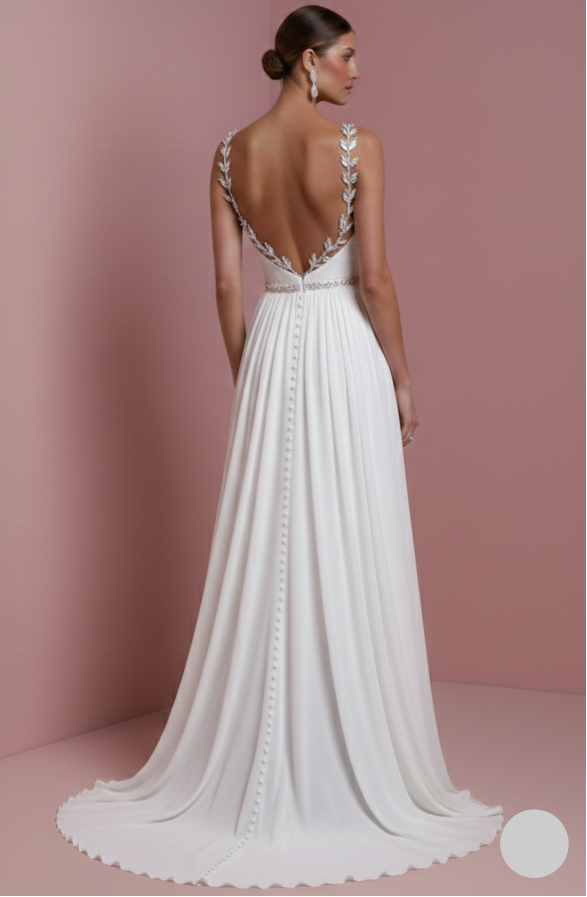 Empire Waist Wedding Dress Greek Long Chiffon Goddess Style