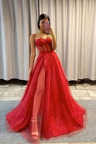 Cute tulle long A line prom dress evening dress Burgundy Long Formal Graduation Dresses