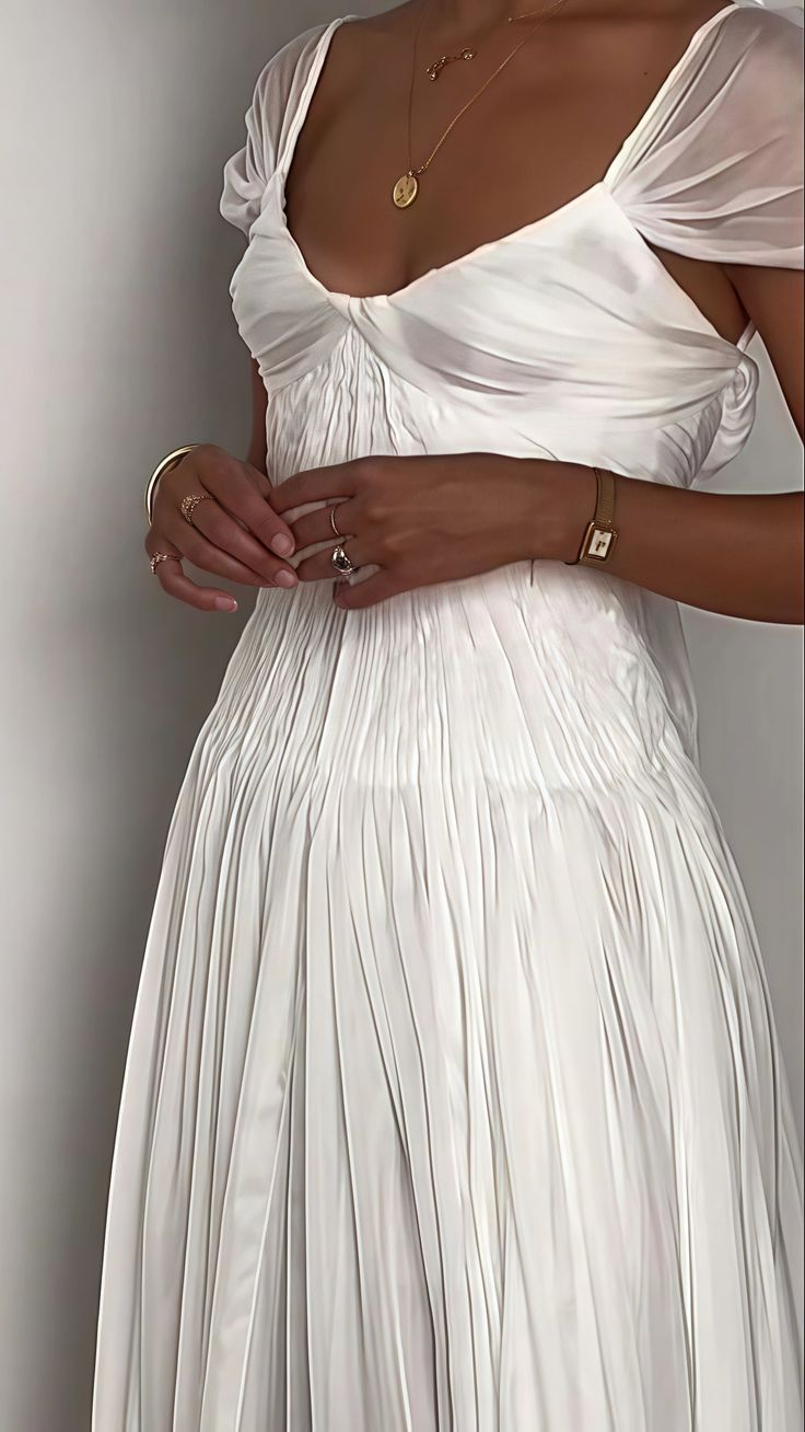 Classy V Neck White Chiffon Long Wedding Dress Bridal Dress
