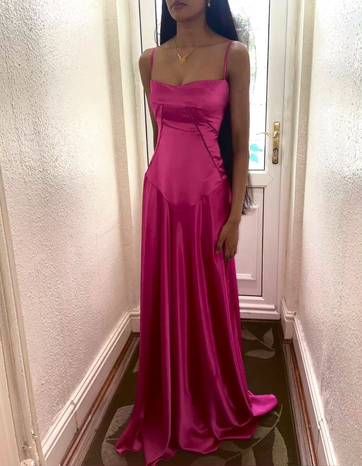 Elegant Pink Spaghetti Strapless A-Line Prom Dress Popular Long Evening Dress
