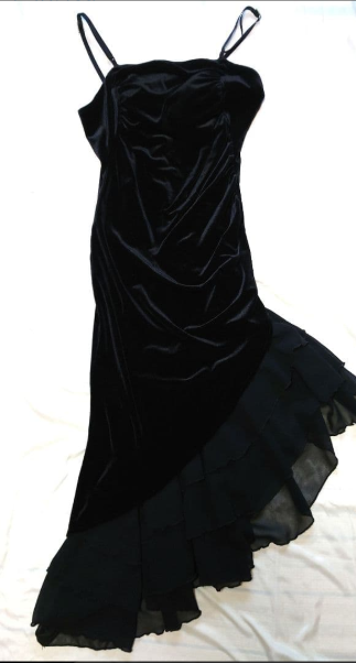 Black Velvet Tiered Cocktail Dress Prom Party Gowns Formal Dresses(Jacket not included)