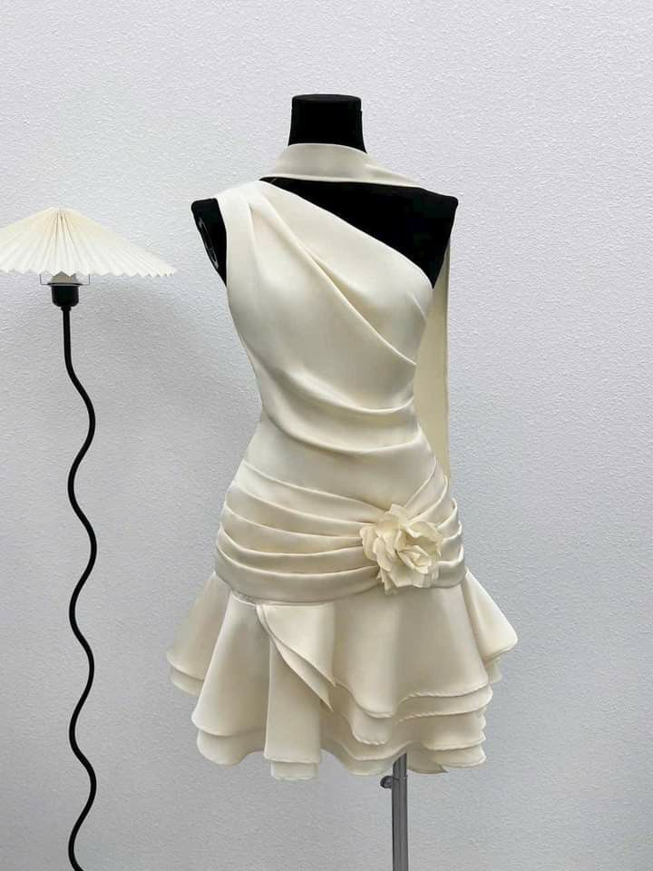 Beautiful One Shoulder Satin Pleated A Line Homecoming Dress