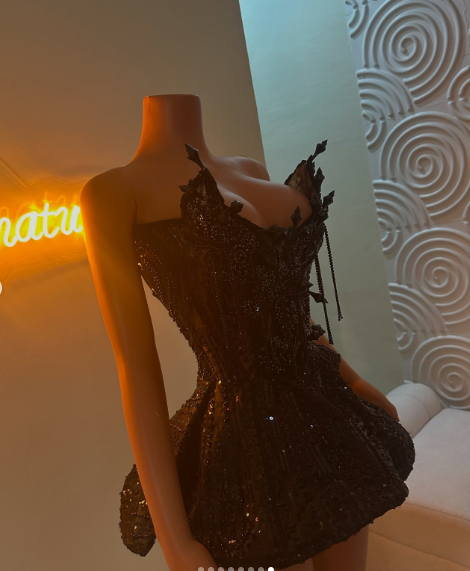 Cute Strapless Black Tulle Sequin Beaded A Line Short Party Dress Formal Homecoming Dress