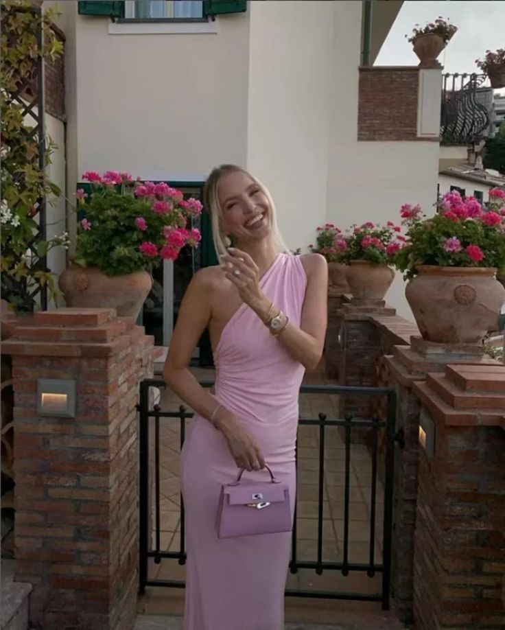 Pink One Shoulder Open Back Prom Dress Sheath Long Party Evening Gown