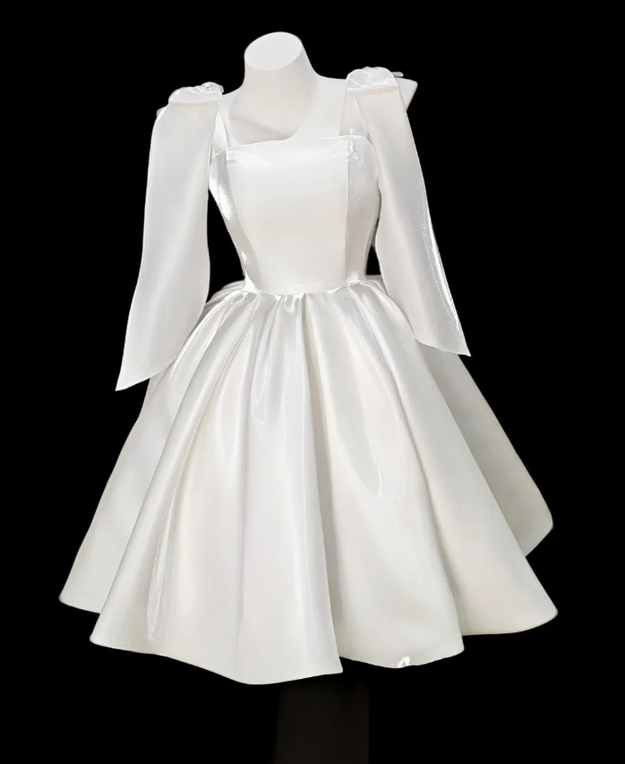 Classy White Spaghetti Straps Satin Pleated A Line Short Homecoming Dress Birthday Outfits