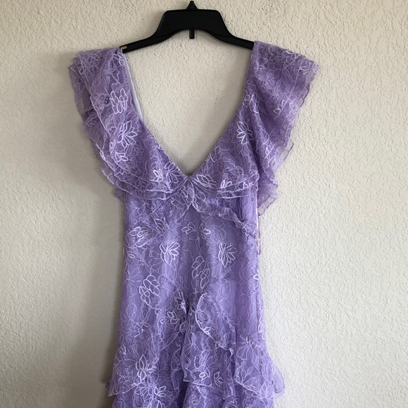 Purple Lace Long Prom Dress Backless Evening Dress Stunning Prom Dress