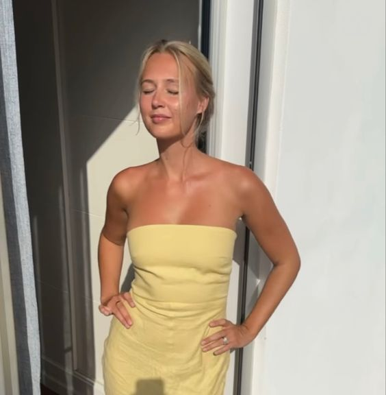 Strapless Prom Dress Yellow Evening Dress