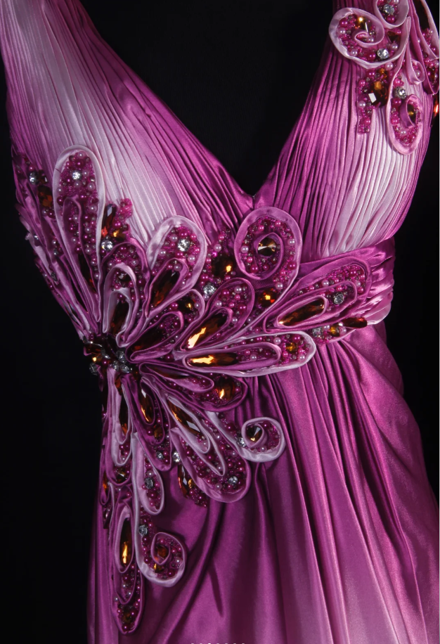 Charming Rose Red Gradient Mermaid Long Party Dress Formal 20th Birthday Dress With Beaded Floral