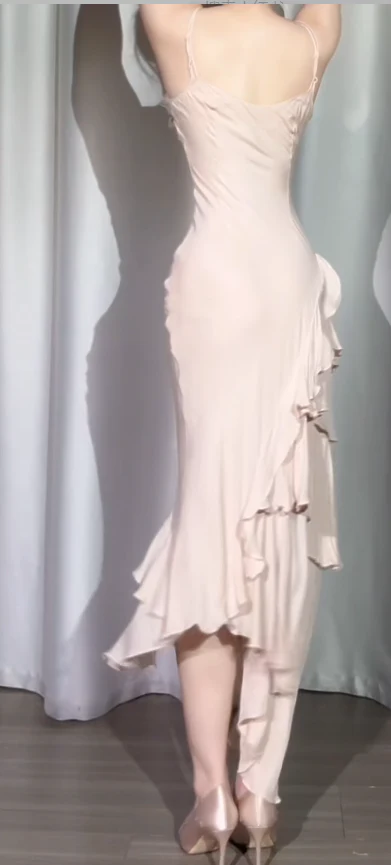 Glamorous Spaghetti Straps Light Pink Satin Appliques Layered Mermaid Prom Dress Evening Dress