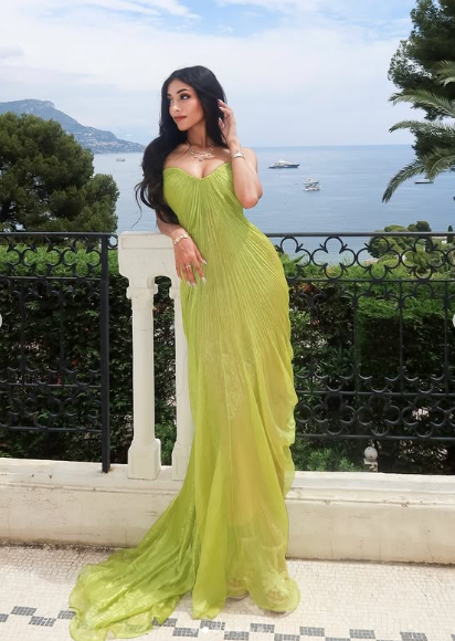 Chic Strapless Green Spaghetti Straps Ruched Evening Dress Long Party Party Dress