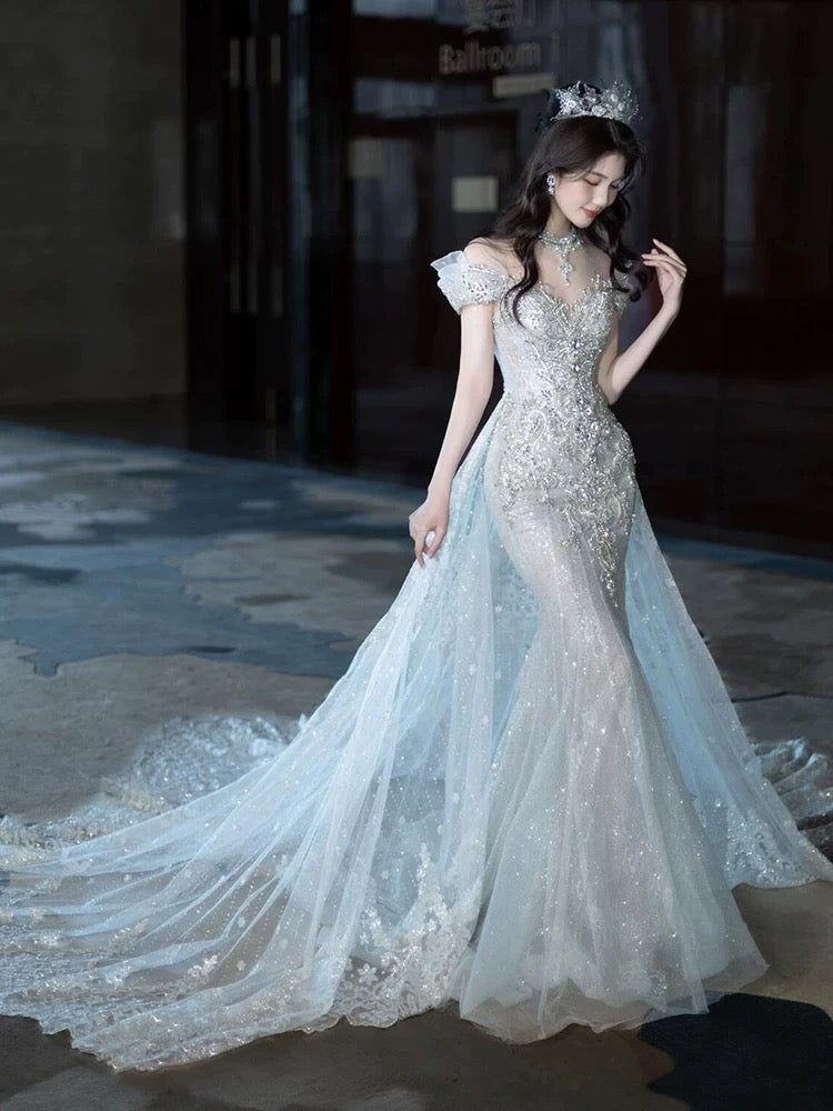 Elegant Mermaid Strapless Long Prom Dress