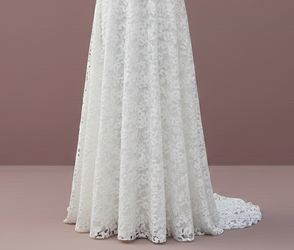 Modest Beach Muslim Wedding Dress Lace Crochet Outdoor Bridal