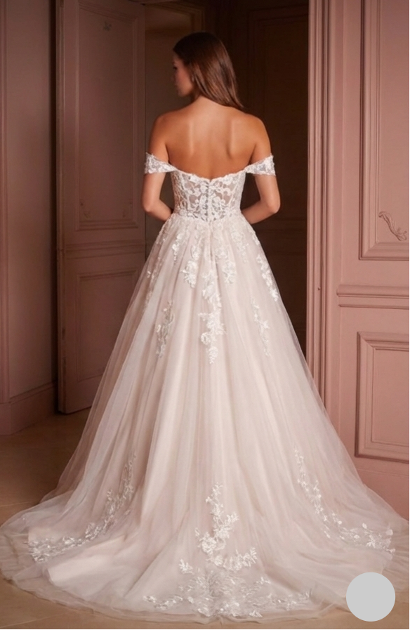 Off-Shoulder Wedding Dress Modern Princess Bridal Gown