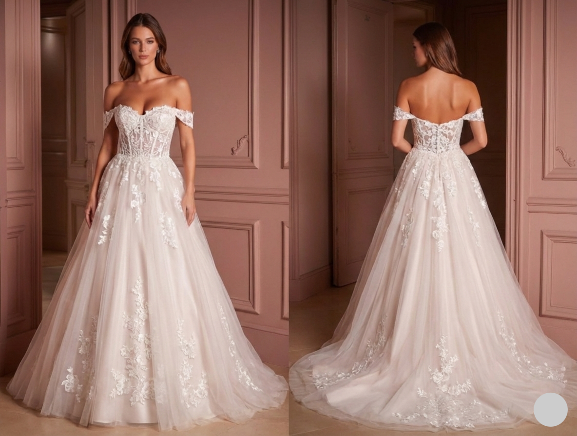 Off-Shoulder Wedding Dress Modern Princess Bridal Gown