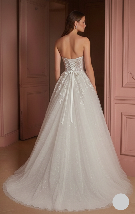 Classic Ball Gown Wedding Dress Strapless Tulle Princess