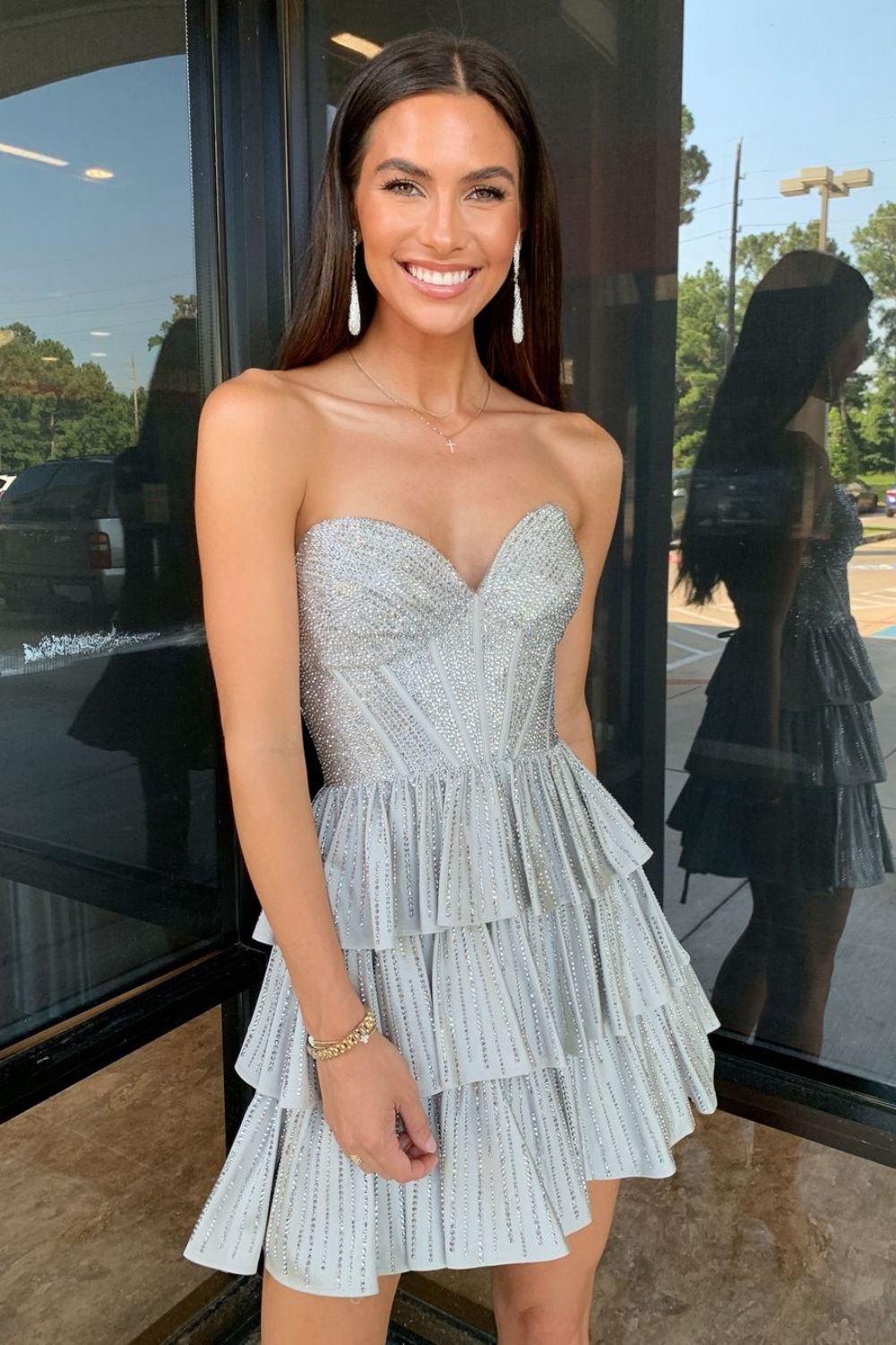 Sparkly A Line Sweetheart Royal Blue Short Homecoming Dress with Beading