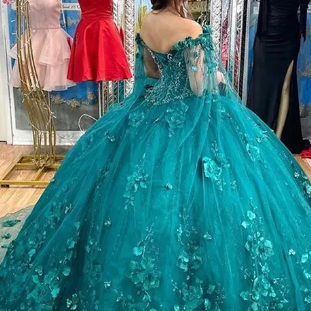 Lace Appliques Quinceanera Dresses Ball Gown Off Shoulder 3D Flowers Sweet 15 16