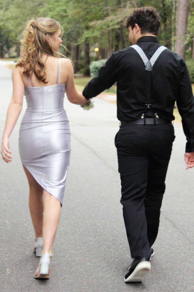 Shiny Light Grey V-Neck Short Homecoming Dress