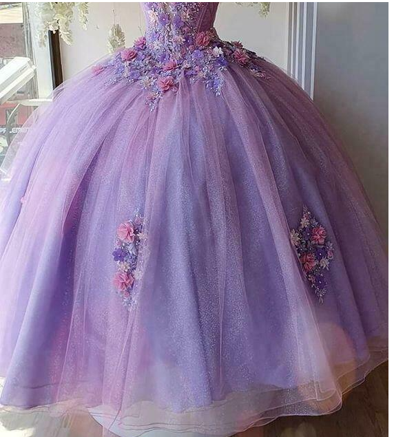 A Line Tulle Long Lace Evening Dress Prom Dress