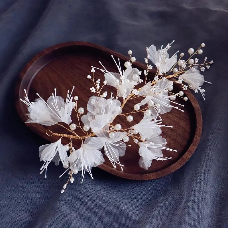 Flower Floral Headbands Hairbands Bridesmaids Pearl Headpieces Headdress Hair Pins Clip Bride Bridal Jewelry Wedding Accessories b