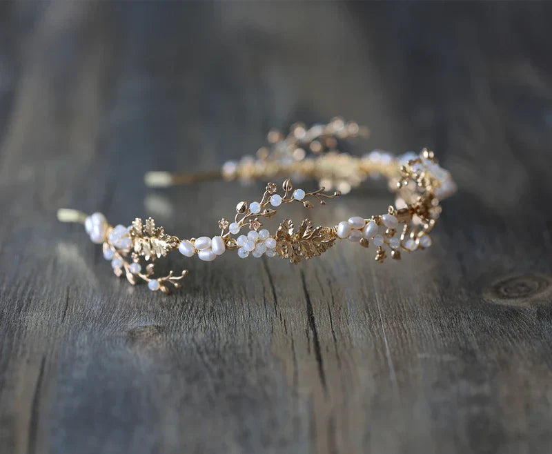 Wedding Hair Accessories Freshwater Pearls Headbands Headpieces Vintage Leaf Hairbands Brides Tiaras and Crowns Bridal Jewelry
