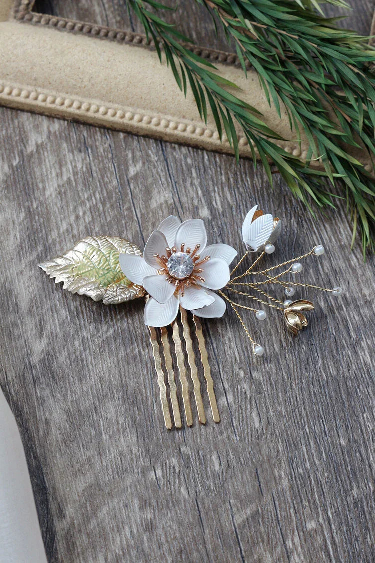 Wedding Accessories Vintage Hairpins Flower Leaf Head Pieces Headdress Crystal Hair Combs Pins For Brides Women Bridal Jewelry