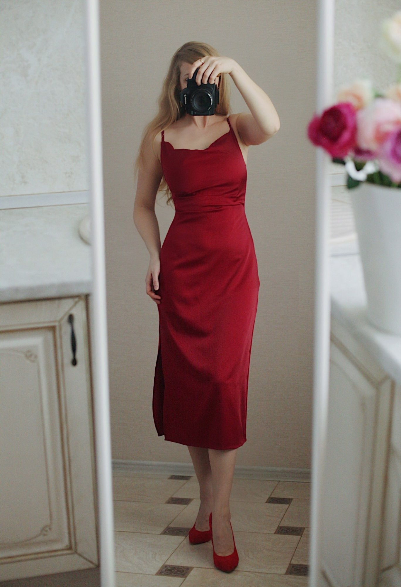 French Retro Sexy Swing Neck Sling Skirt Burgundy Prom Dress,Spaghetti Straps Classic Prom Dress
