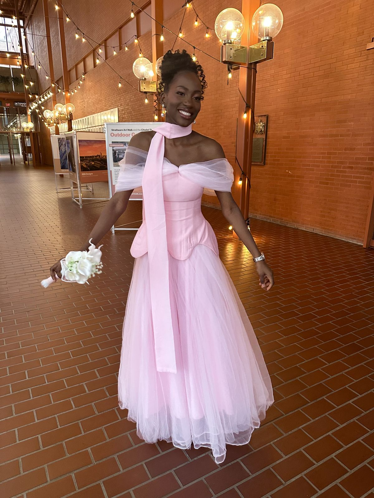 Sweet Off The Shoulder Pink Tulle Satin A Line Long Wedding Guest Dress Formal Bridesmaid Dress