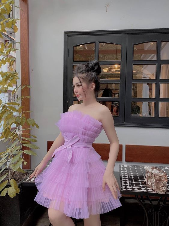Chic A-line Tulle Tiered Party Dress,Cocktail Dress