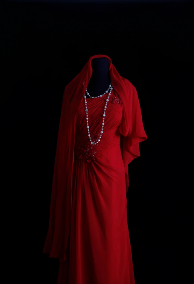 Classy One Shoulder Red Chiffon Beaded Mermaid Long Party Dress Formal Wedding Guest Dress